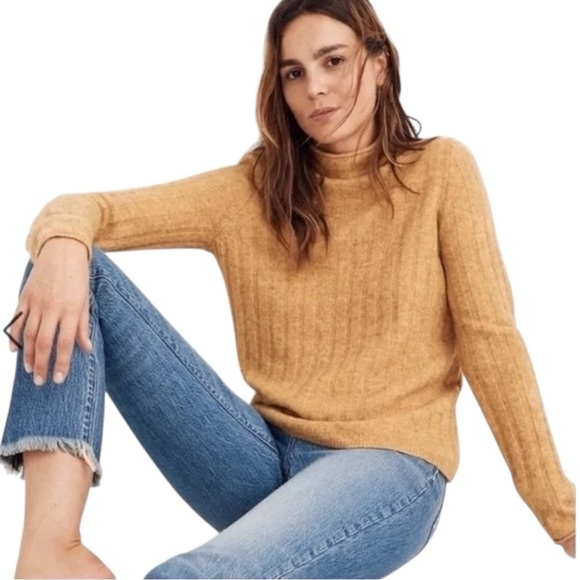 Madewell Dark Yellow Evercrest Turtleneck Lightweight Sweater Womens S - Picture 1 of 9